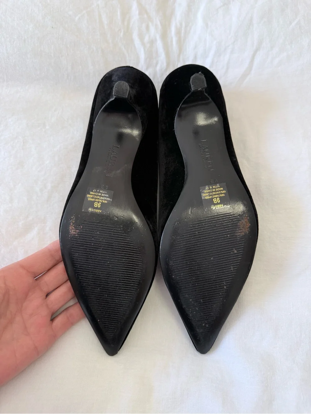 Ralph Lauren | Women’s 9 | Abbot Black Velvet Kitten Heels | Business Party